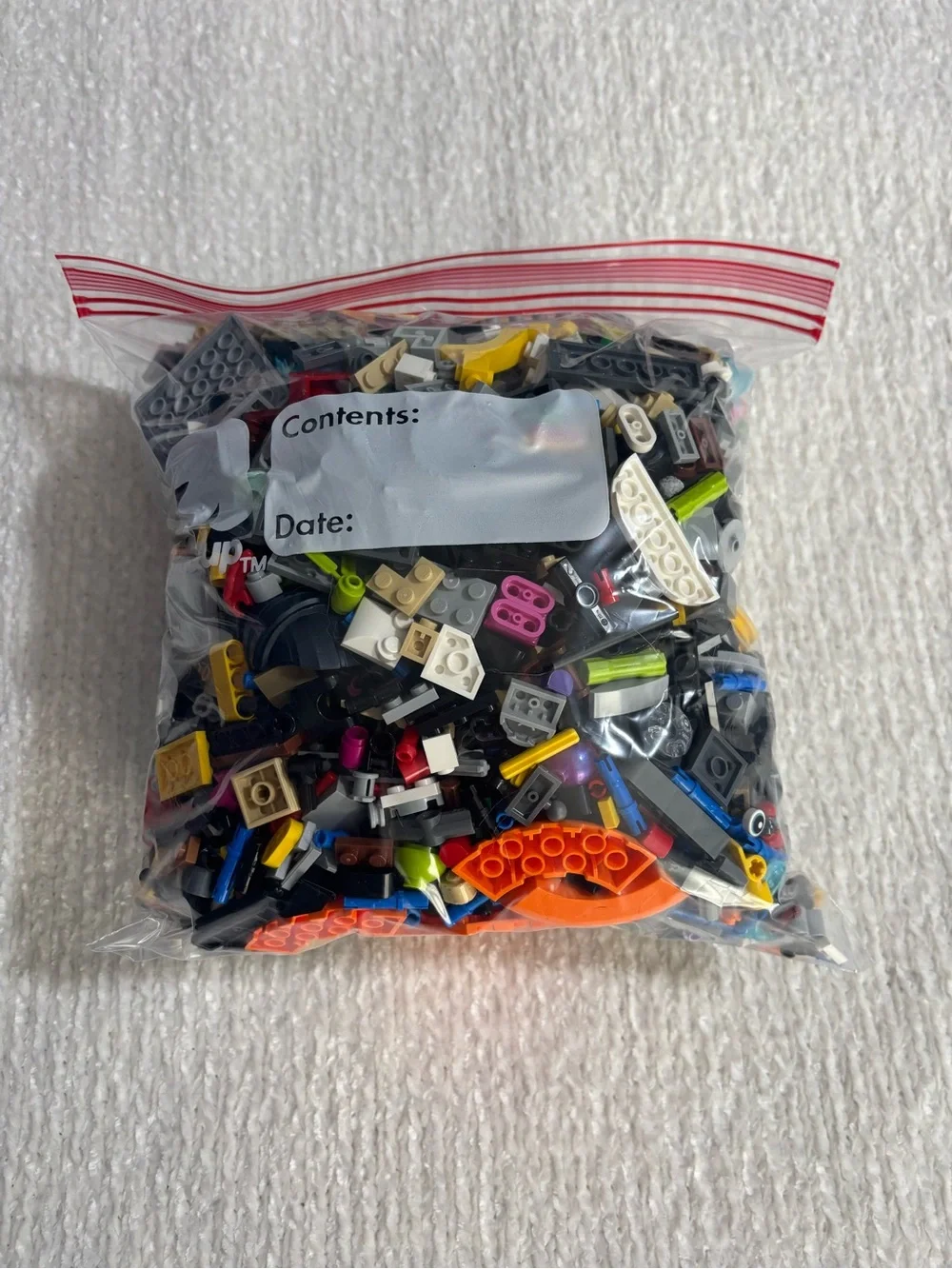 Lego Mixed Loose Pieces - Orange, Yellow, Black, Gray, Blue
